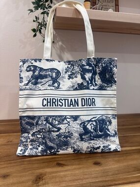 Christian Dior Blue & Cream Canvas Tote